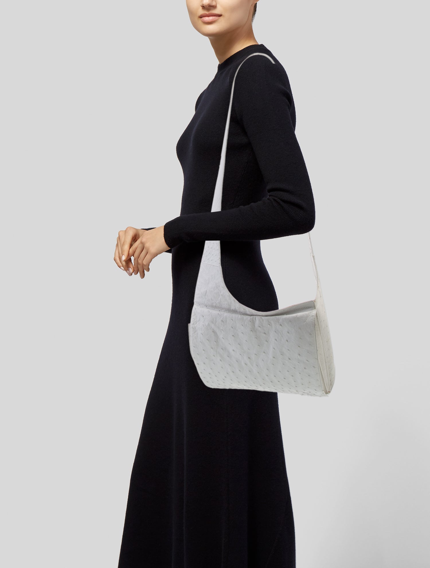 Celine Ostrich Shoulder Bag Vintage