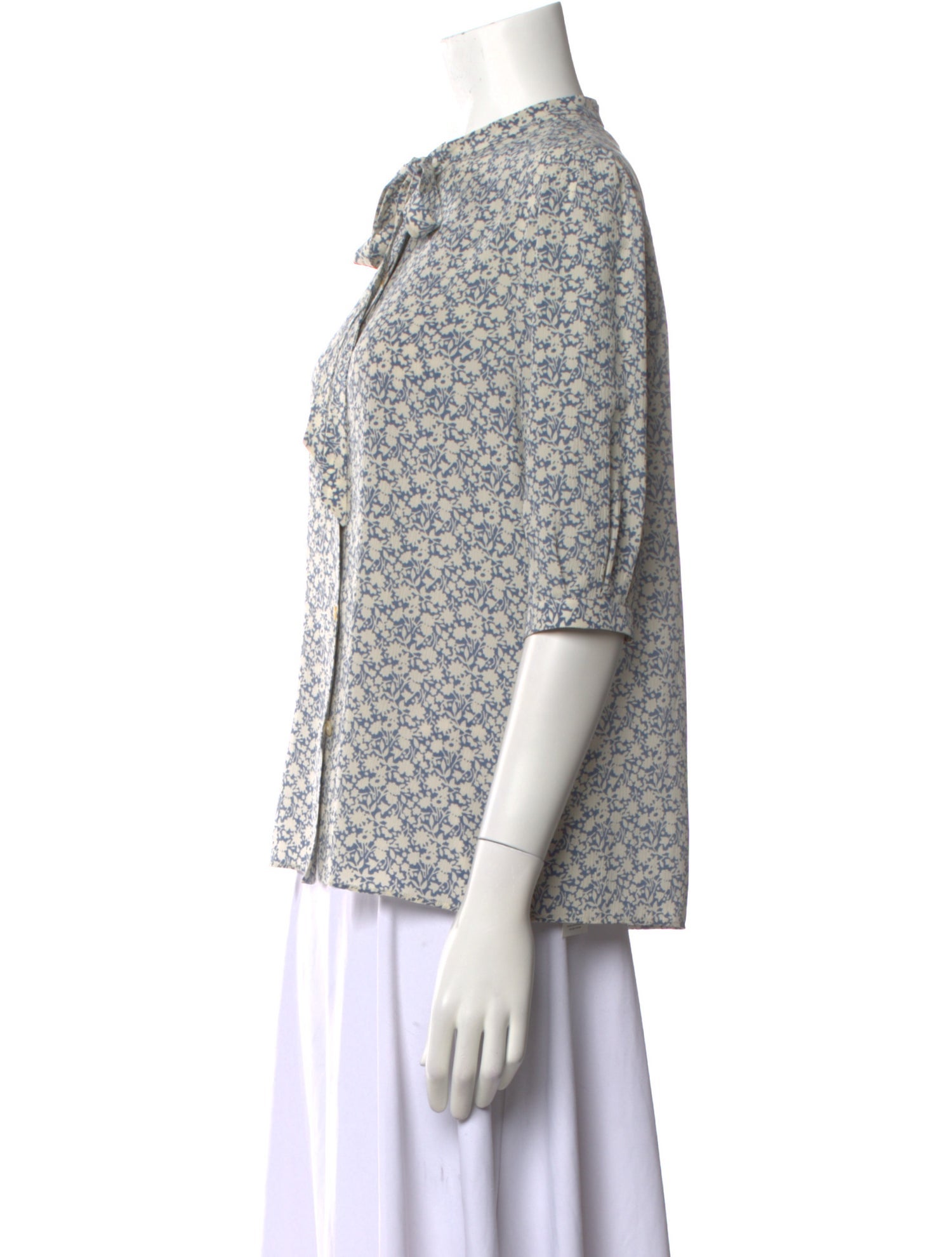 Celine Silk Floral Print Button-Up Top