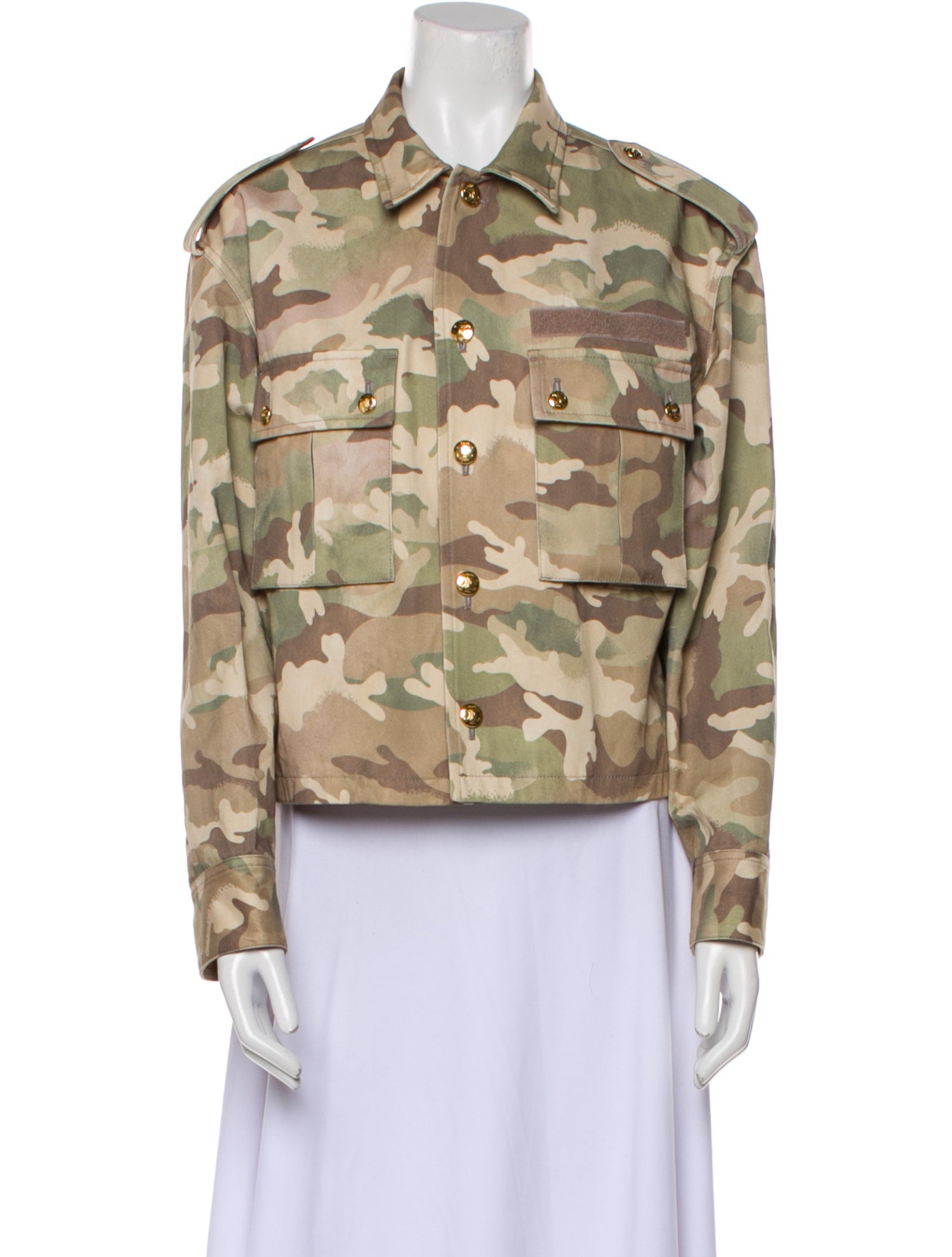 Celine 2024 Camouflage Military Cropped Utility Jacket