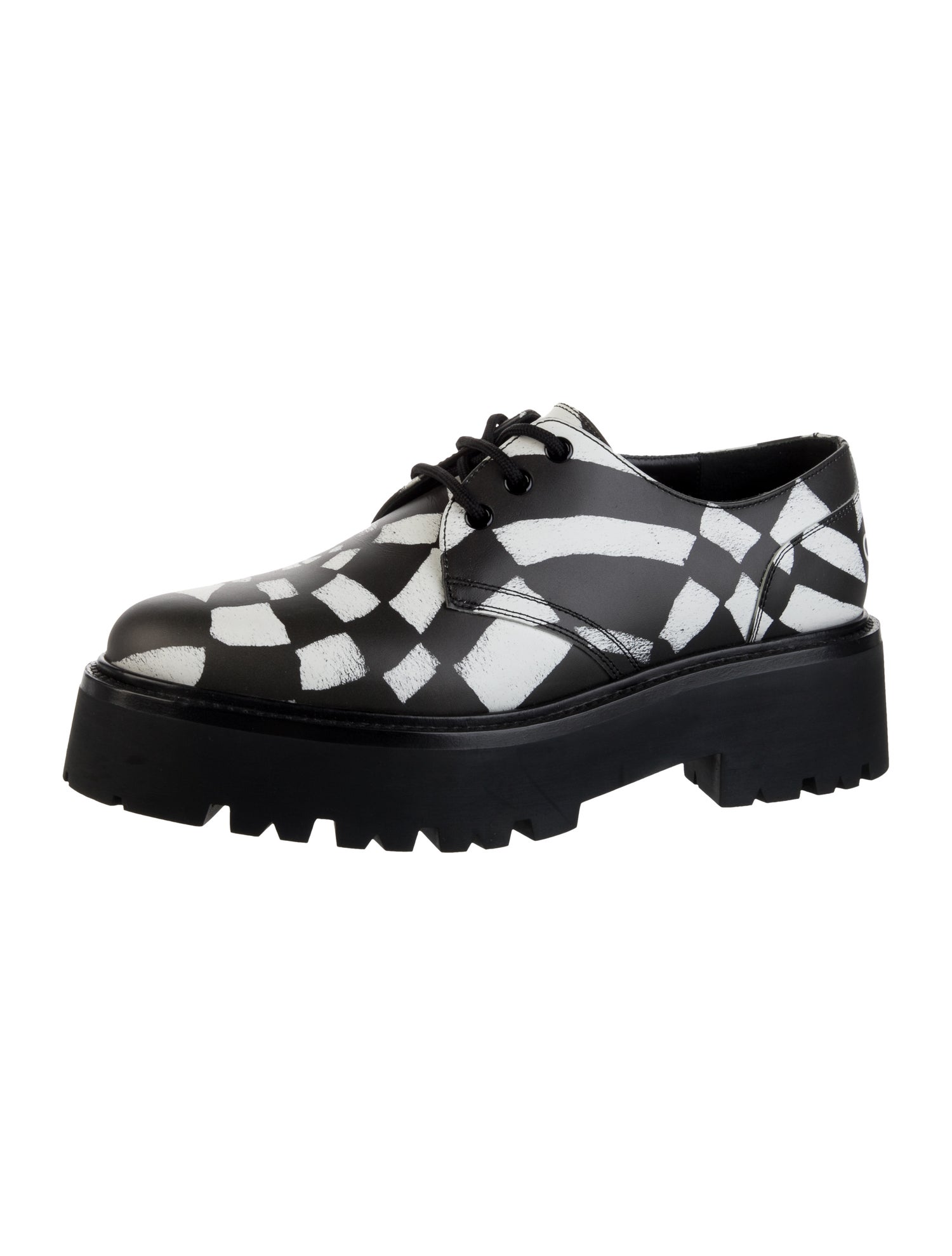 Celine Leather Plaid Print Sneakers