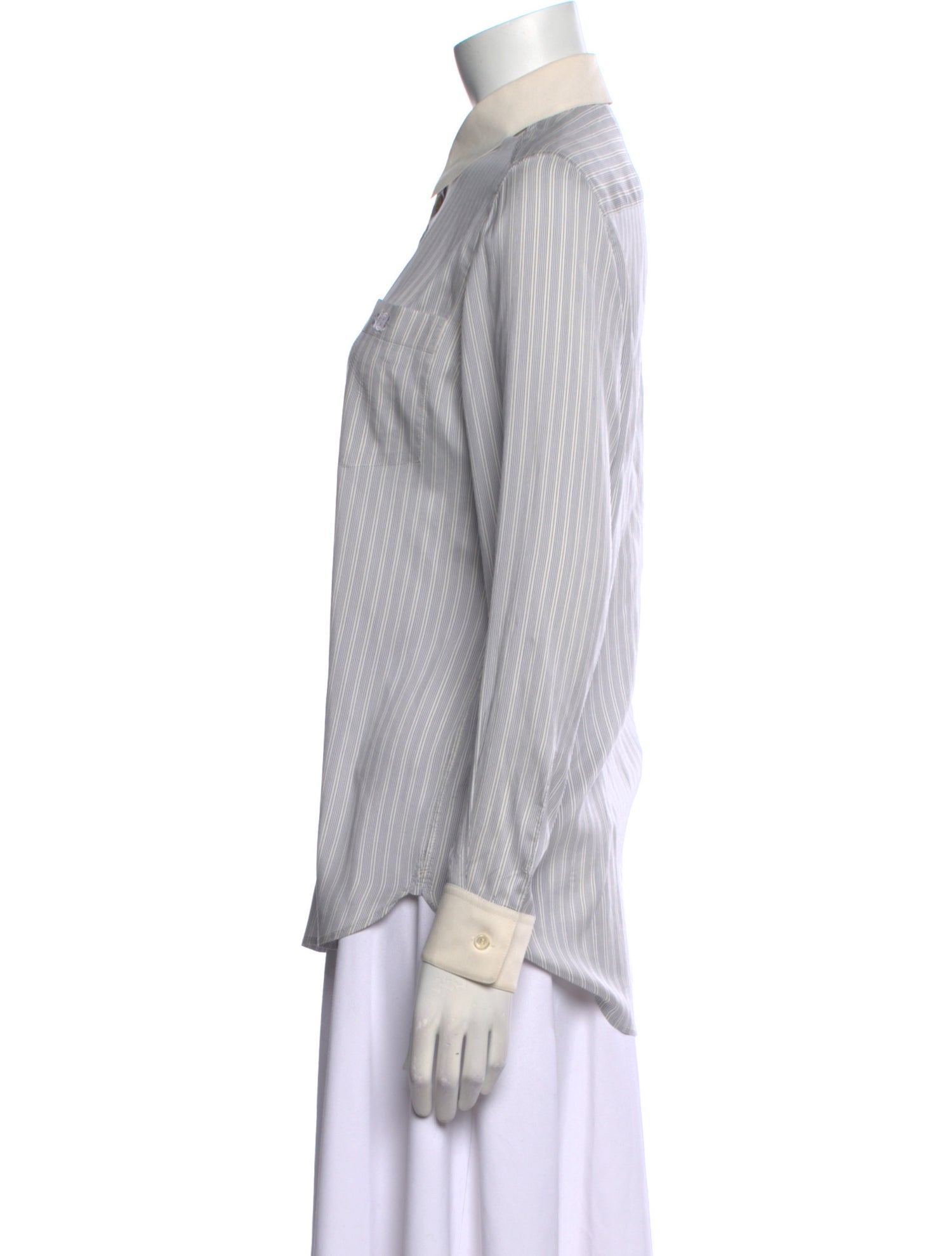 Celine Silk Striped Button-Up Top