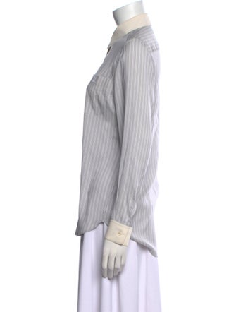 Celine Silk Striped Button-Up Top