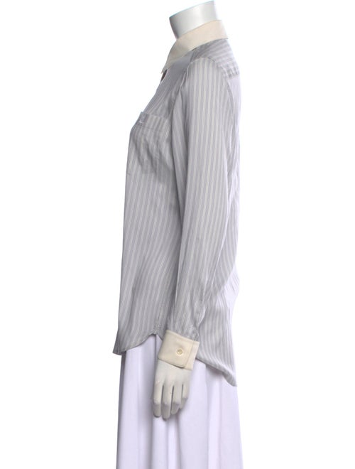 Celine Silk Striped Button-Up Top