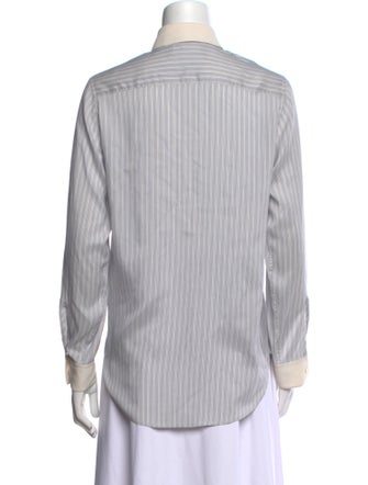 Celine Silk Striped Button-Up Top