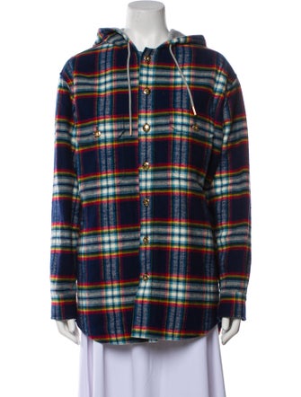 Celine Quilted Flannel Print Plaid Print Jacket