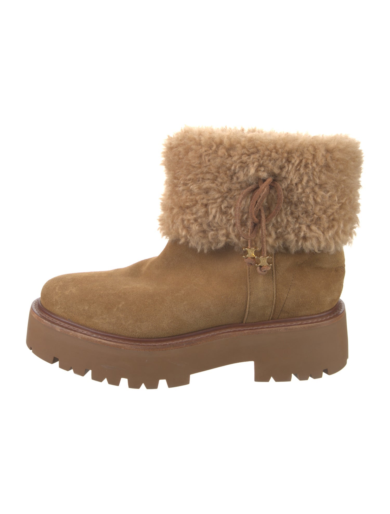 Celine Suede Fur Trim Boots