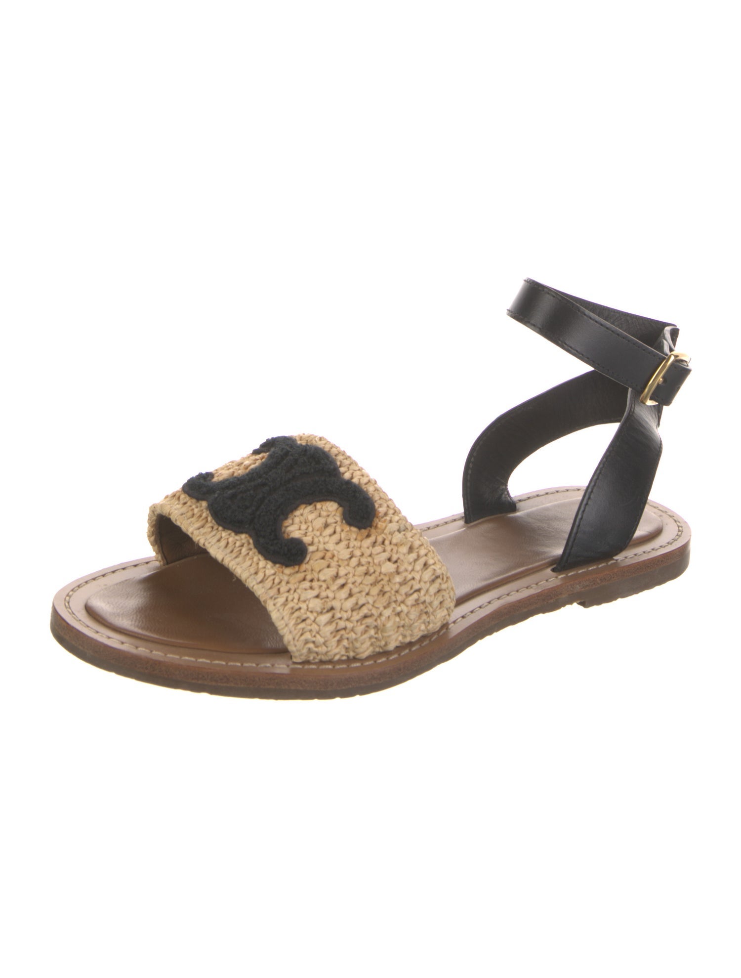 Celine Leather Colorblock Pattern Sandals