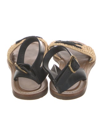 Celine Leather Colorblock Pattern Sandals