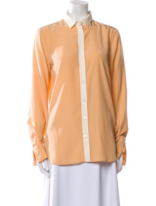 Celine Silk Long Sleeve Button-Up Top