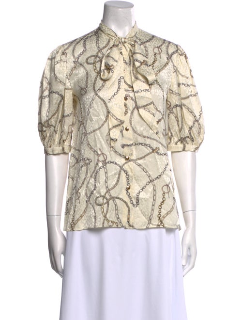 Celine Silk Animal Print Button-Up Top
