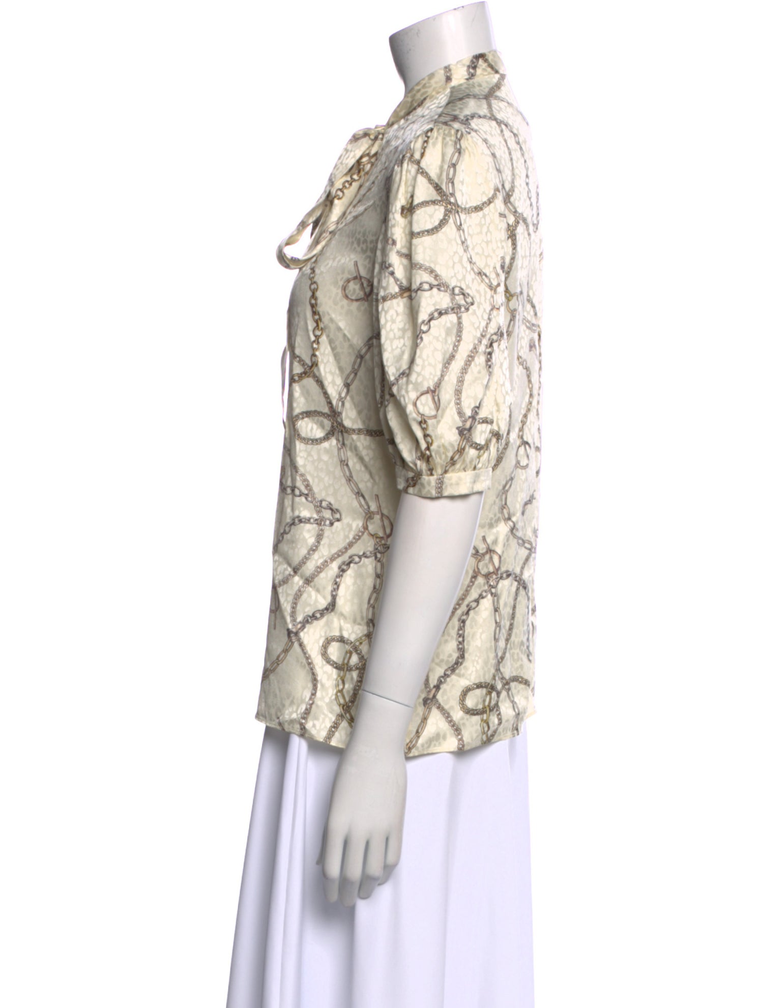 Celine Silk Animal Print Button-Up Top