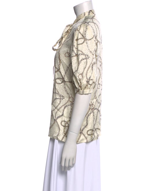 Celine Silk Animal Print Button-Up Top