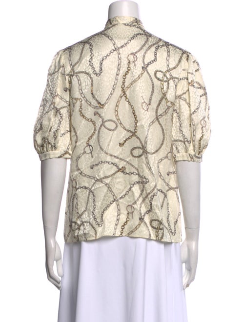 Celine Silk Animal Print Button-Up Top