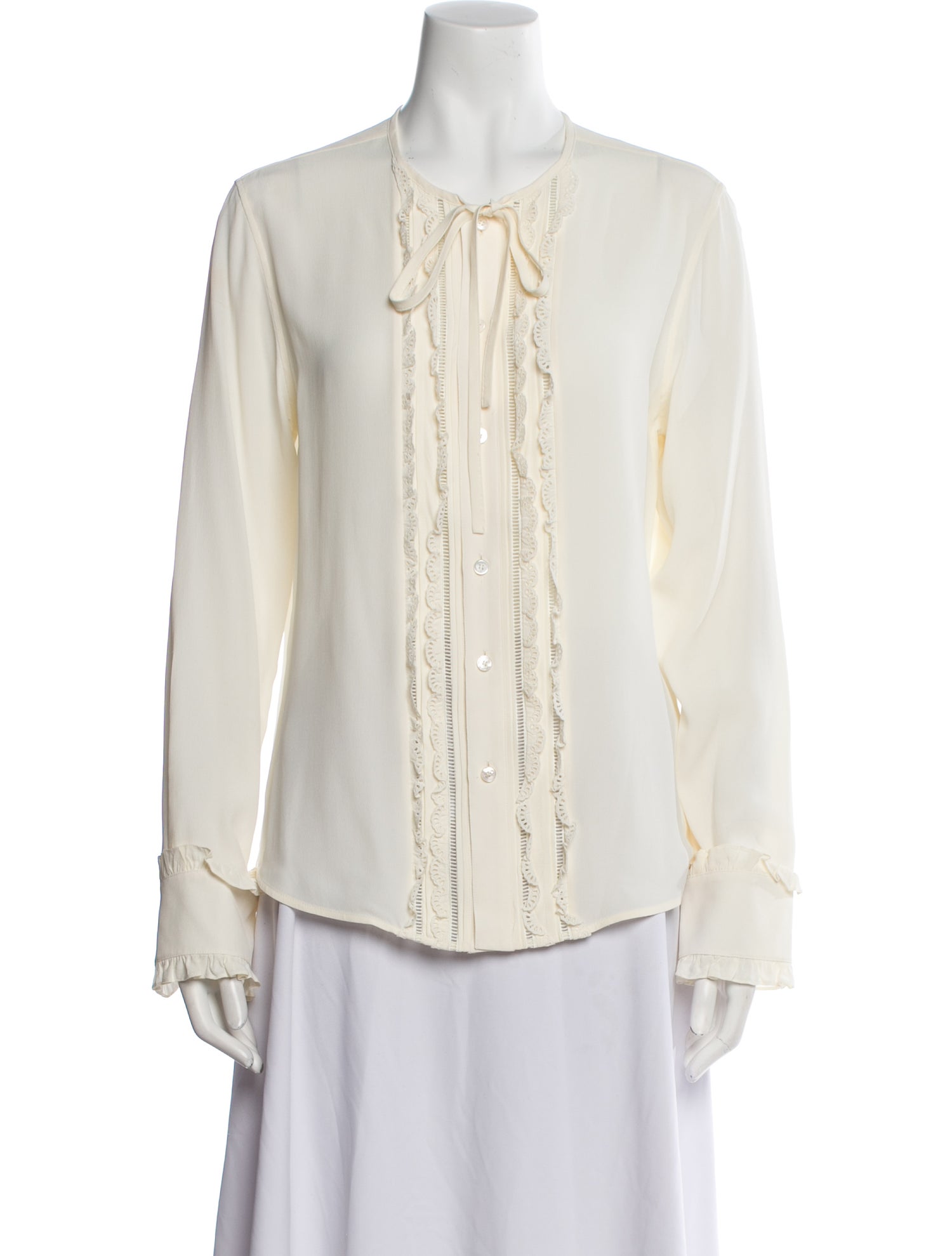 Celine Silk Long Sleeve Button-Up Top