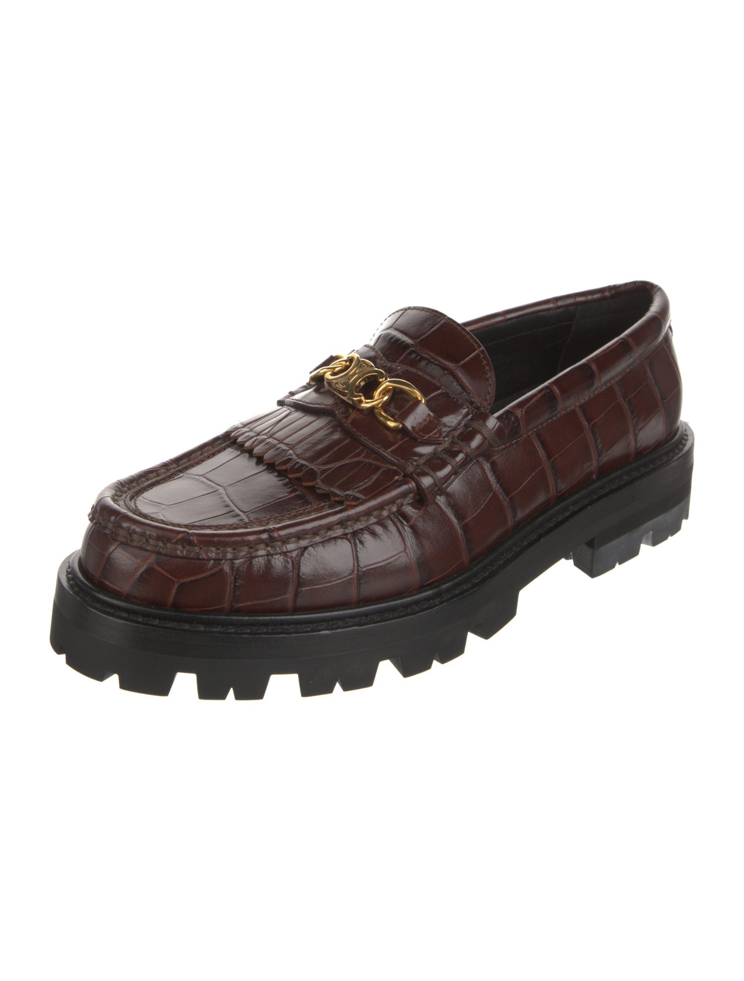 Celine Embossed Leather Loafers