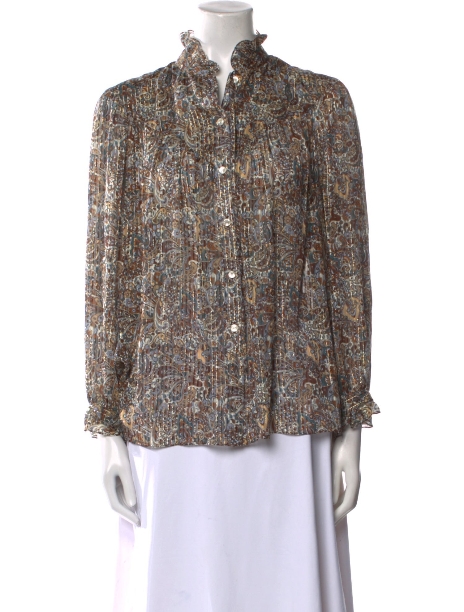 Celine Paisley Print Silk Blouse
