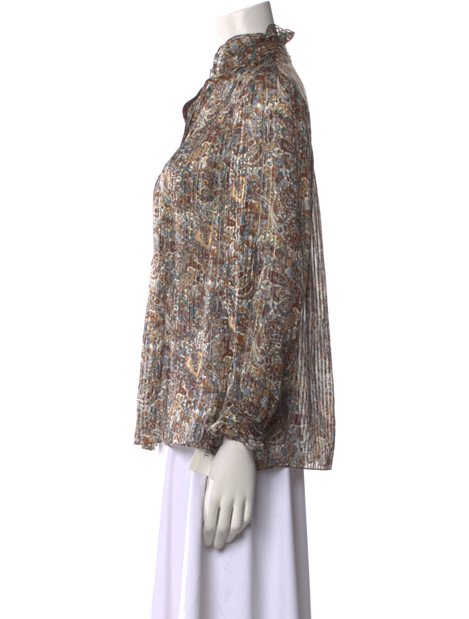 Celine Paisley Print Silk Blouse