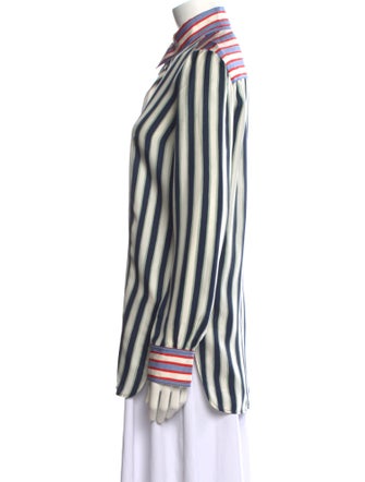 Celine Silk Striped Button-Up Top