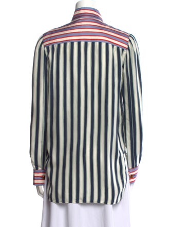 Celine Silk Striped Button-Up Top
