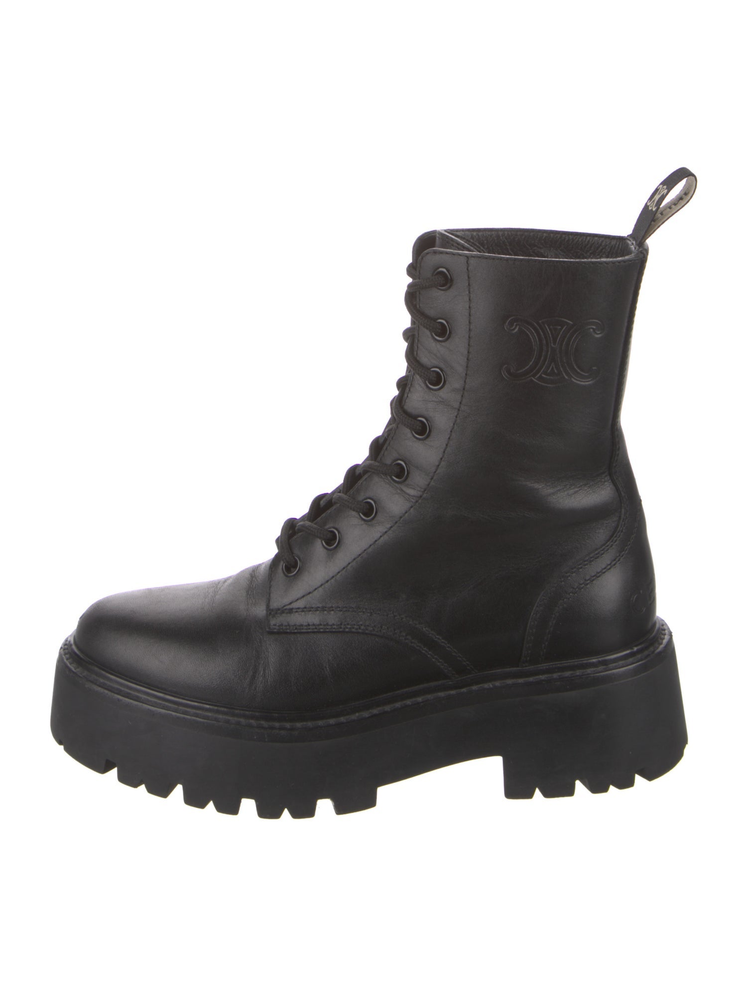 Celine Leather Studded Accents Combat Boots
