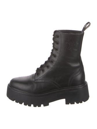 Celine Leather Studded Accents Combat Boots