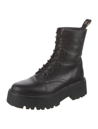 Celine Leather Studded Accents Combat Boots