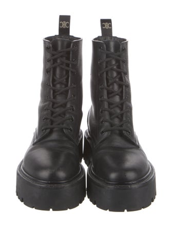 Celine Leather Studded Accents Combat Boots