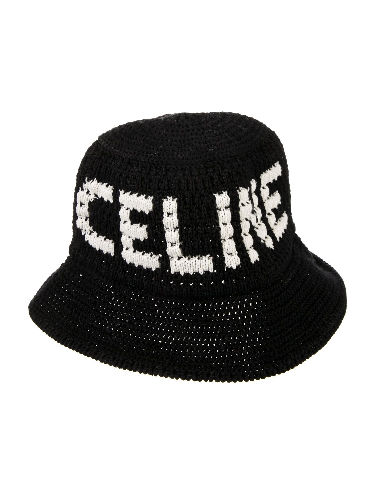 Celine Logo Crochet Knit Bucket Hat