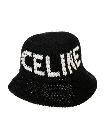 Celine Logo Crochet Knit Bucket Hat