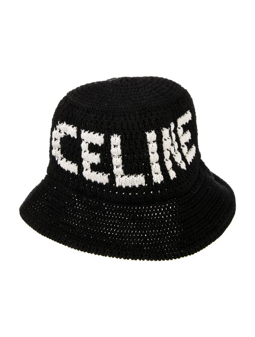 Celine Logo Crochet Knit Bucket Hat