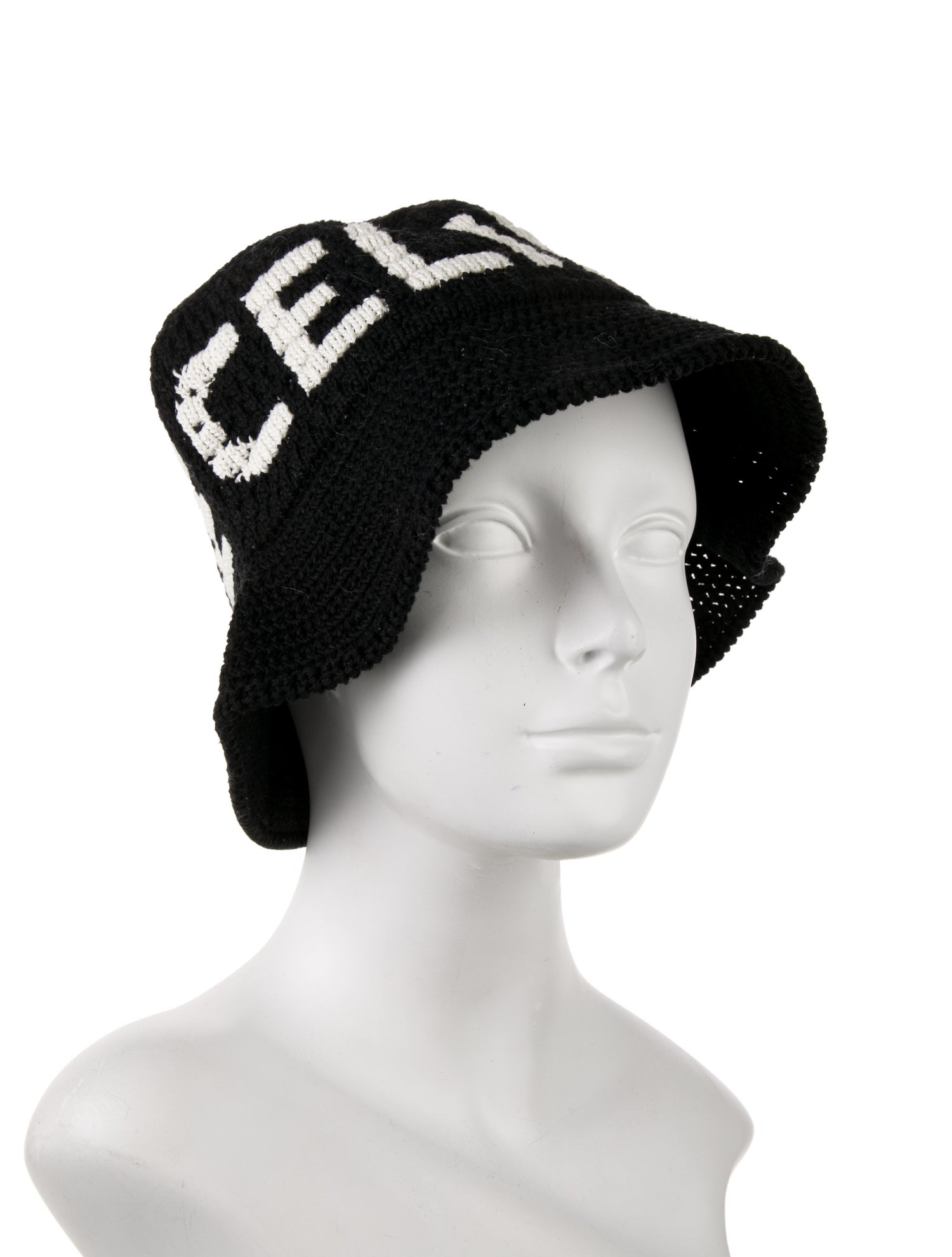 Celine Logo Crochet Knit Bucket Hat