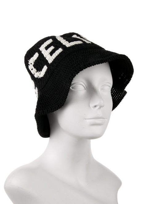 Celine Logo Crochet Knit Bucket Hat