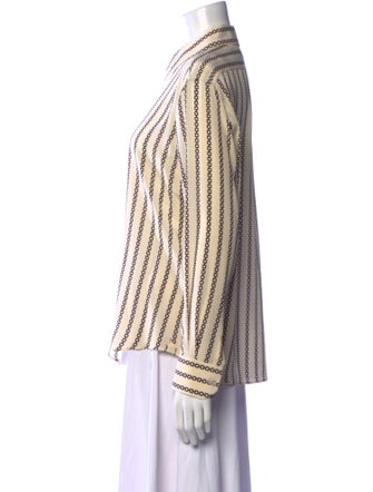 Celine Silk Striped Button-Up Top
