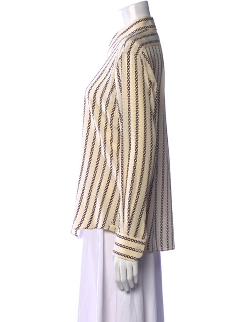 Celine Silk Striped Button-Up Top