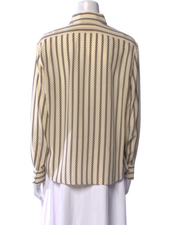 Celine Silk Striped Button-Up Top