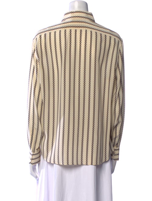 Celine Silk Striped Button-Up Top