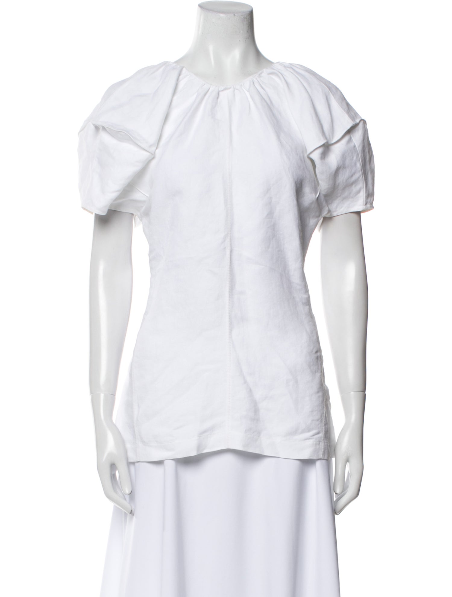 Celine Linen Crew Neck Button-Up Top