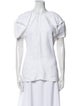 Celine Linen Crew Neck Button-Up Top