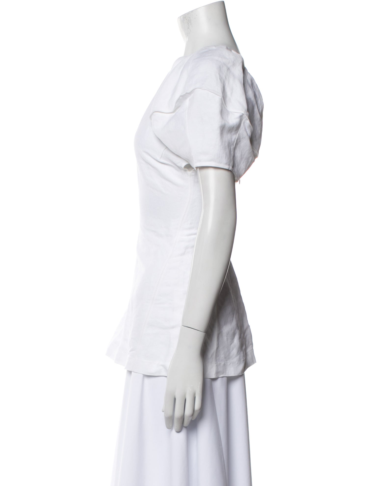 Celine Linen Crew Neck Button-Up Top