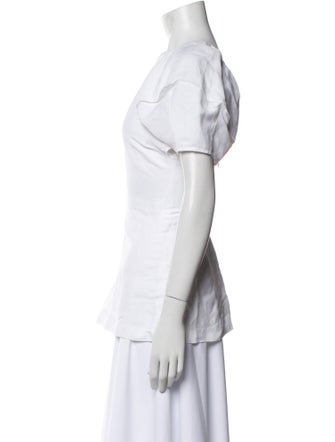 Celine Linen Crew Neck Button-Up Top