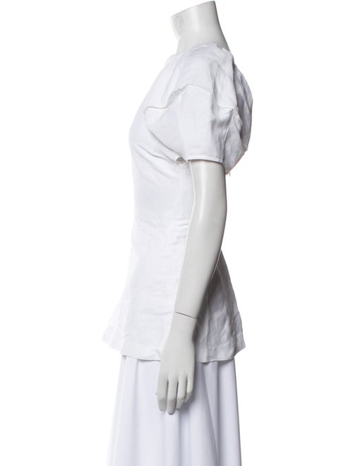 Celine Linen Crew Neck Button-Up Top