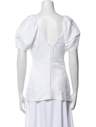 Celine Linen Crew Neck Button-Up Top