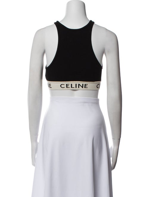 Celine Graphic Print Scoop Neck Crop Top