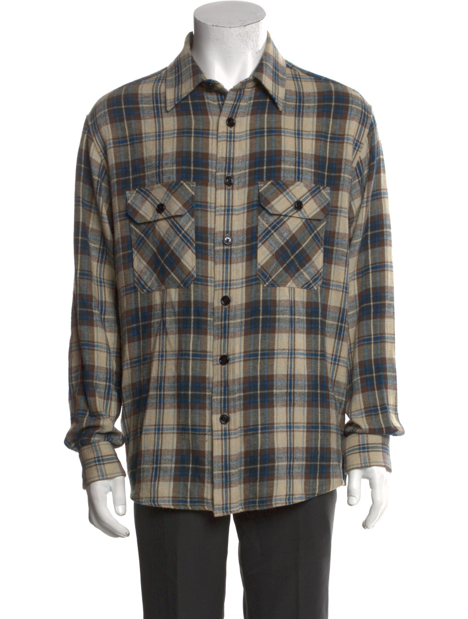 Celine Plaid Print Long Sleeve Western Shirt