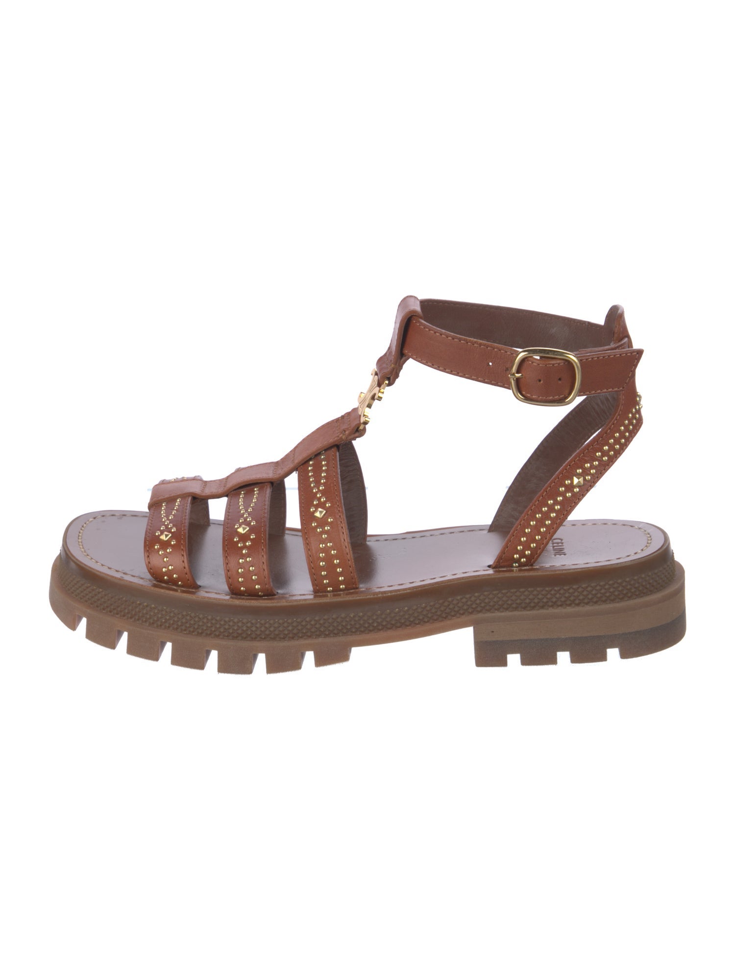 Celine Leather Studded Accents Gladiator Sandals