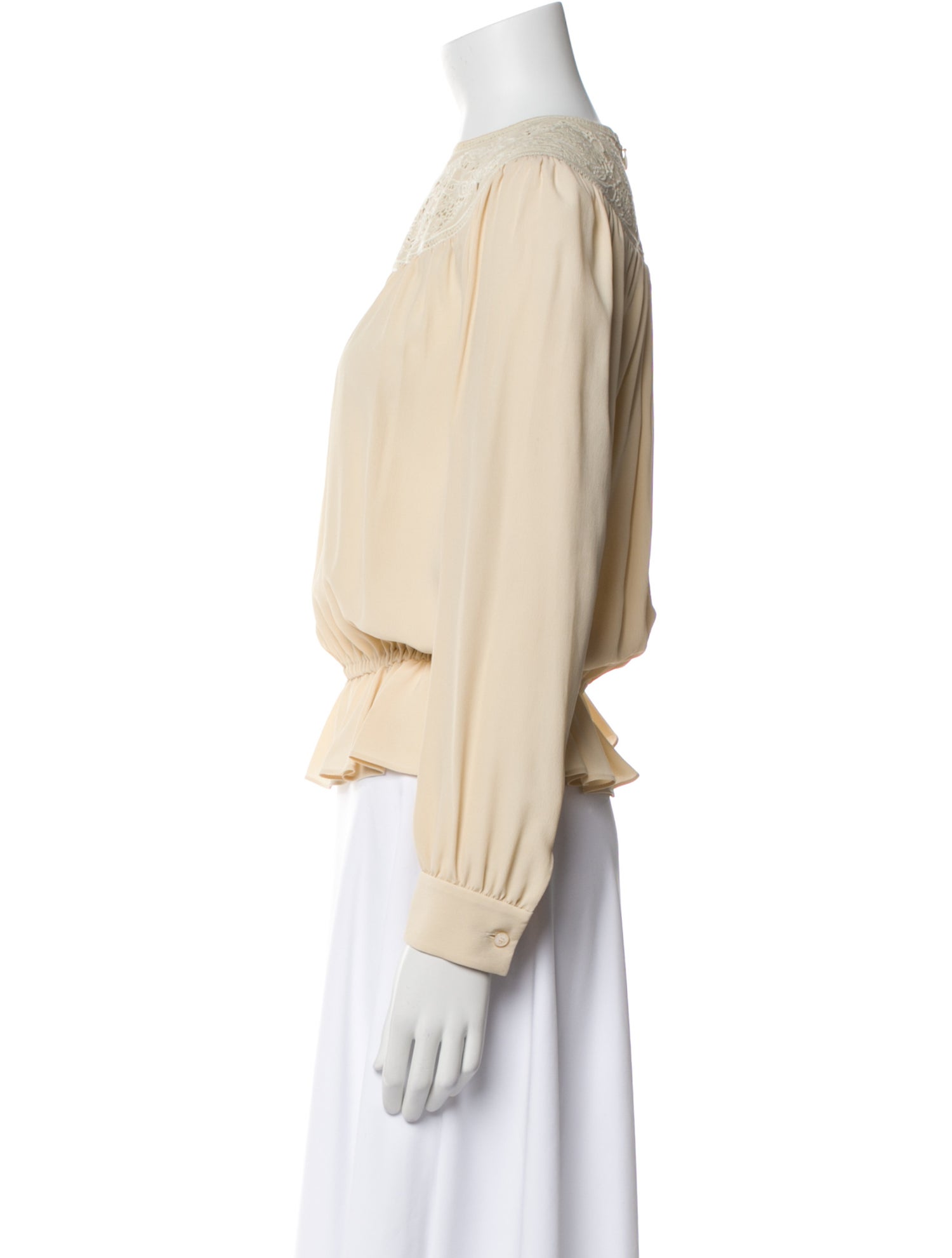 Celine Off-The-Shoulder Long Sleeve Blouse