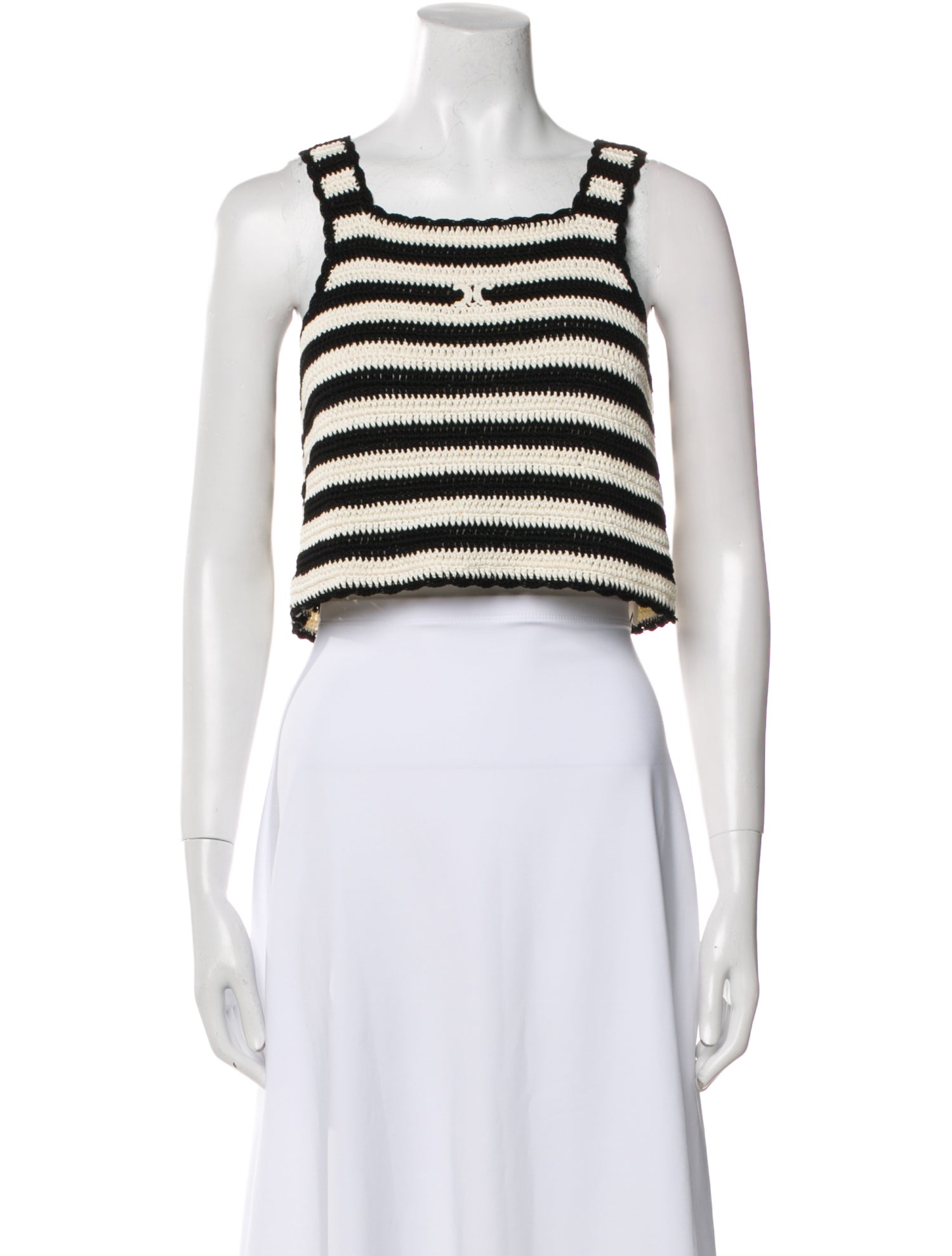 Celine Striped Square Neckline Crop Top