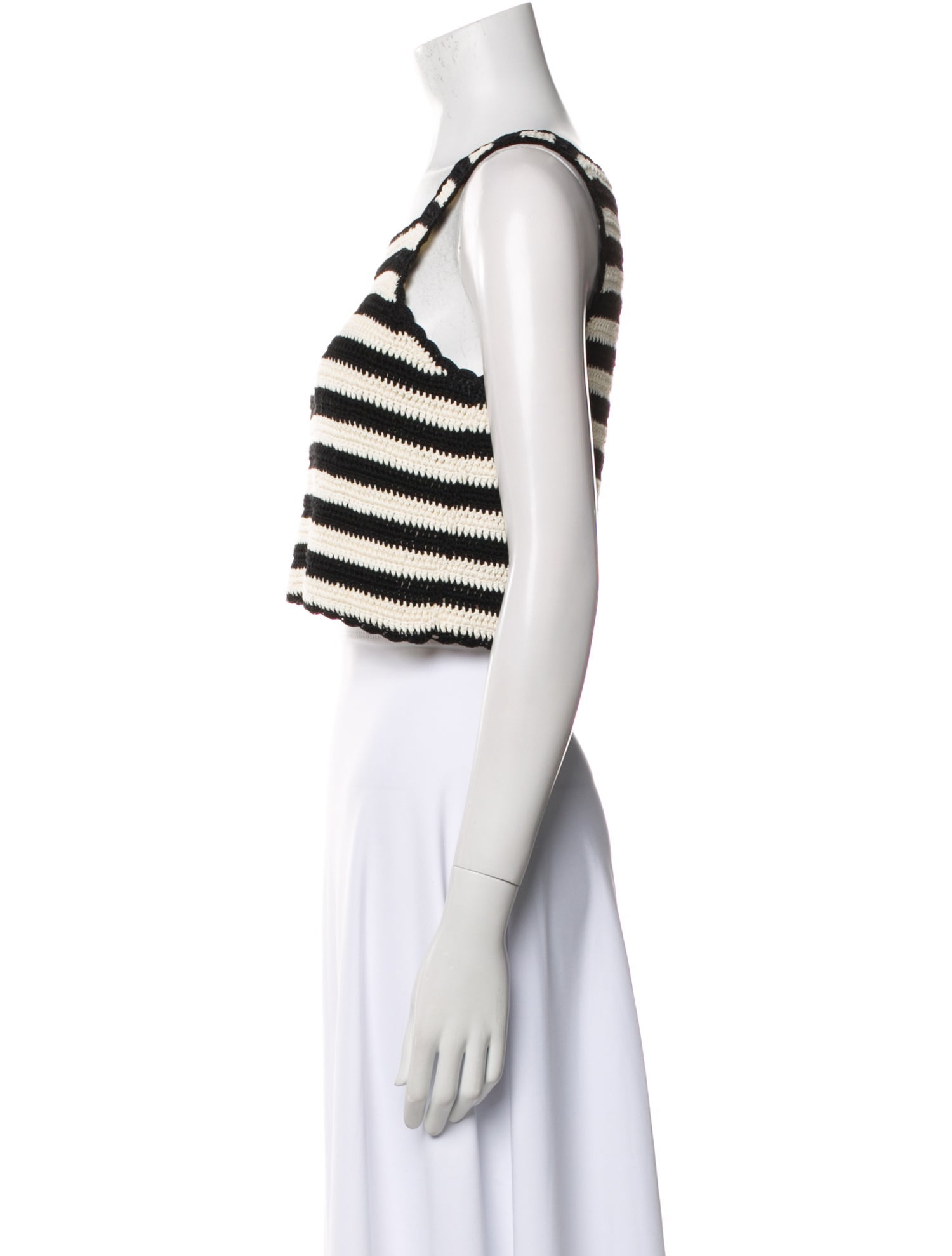 Celine Striped Square Neckline Crop Top