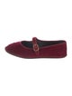Celine Velvet Leather Trim Embellishment Mary Jane Flats