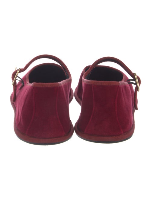 Celine Velvet Leather Trim Embellishment Mary Jane Flats